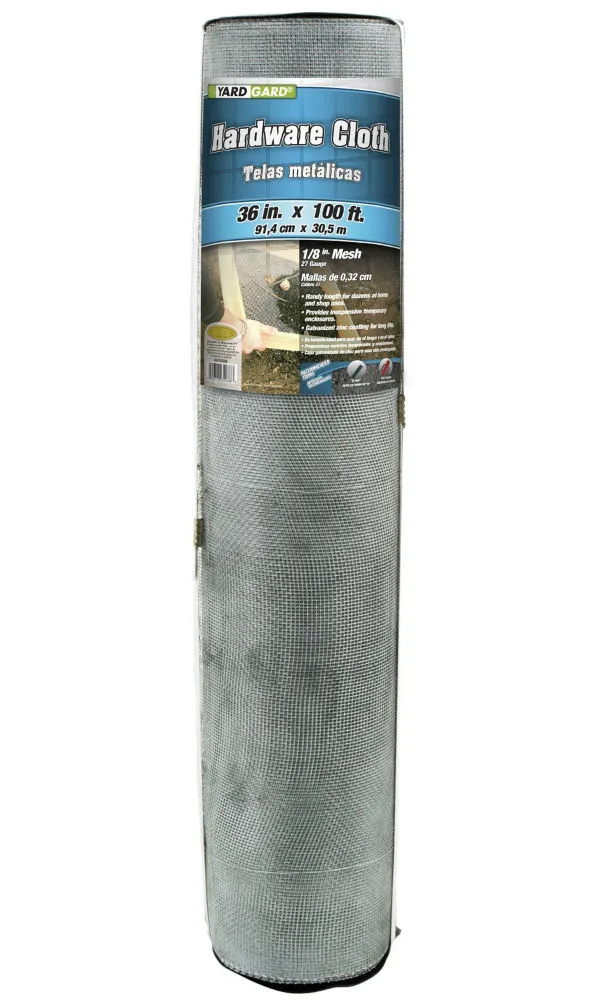 YardGard 308183B Galvanized Hardware Cloth 27-Gauge 1/8 Mesh 36 x 100 Feet Wire Fencing