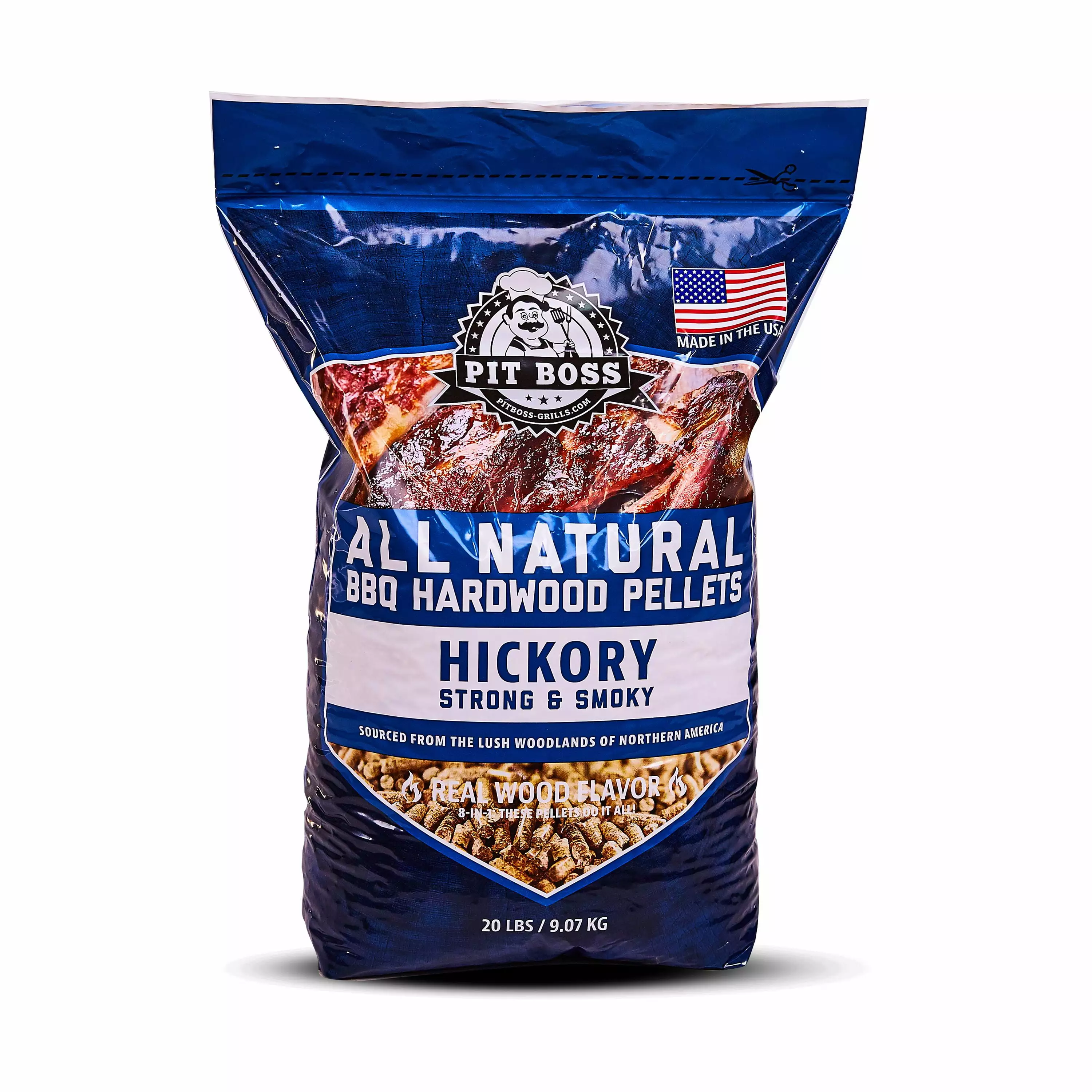Pit Boss 100% All-Natural Hardwood Hickory BBQ Grilling Pellets 20 lbs