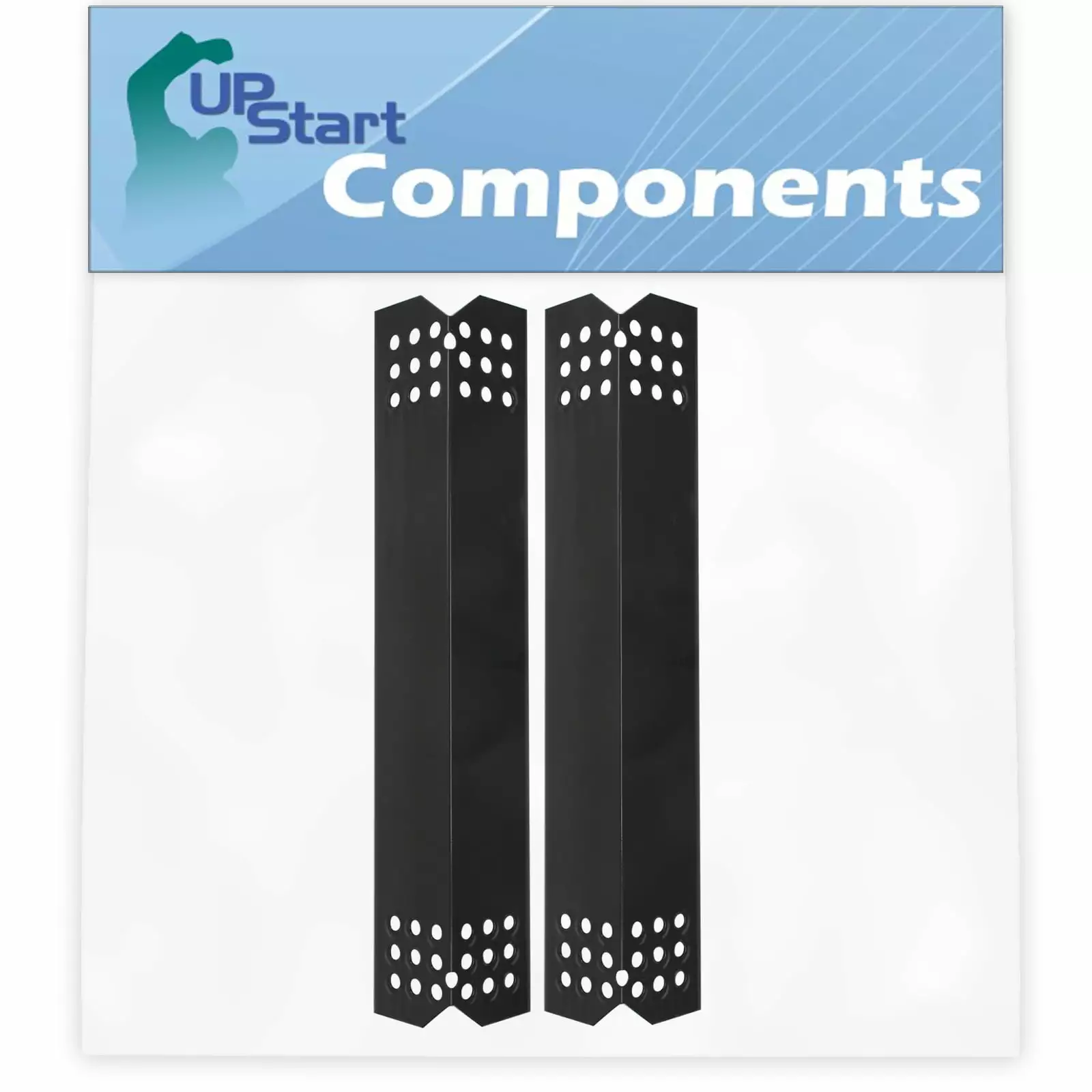 2-Pack BBQ Grill Heat Shield Plate Tent Replacement Parts Charbroil 466242014 - Porcelain Steel Flame Tamer Guard Deflecto...