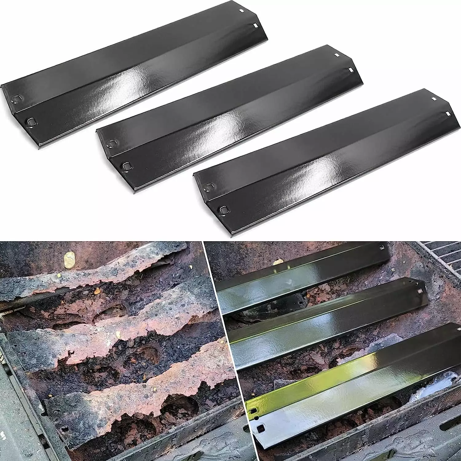 3-Pack Porcelain Steel Heat Plate Heat Shield Flavorizer Bar Replacement Select Chargriller Gas Grill Models AlxTong