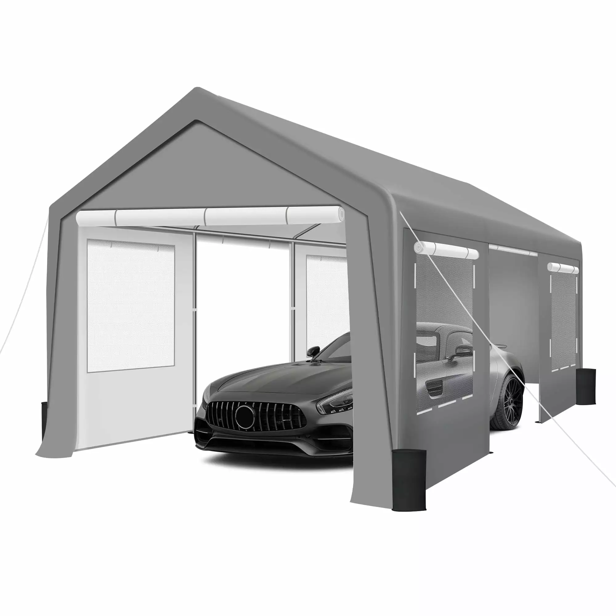 COVERONICS 10x20FT Heavy Duty Carport Roll-up Doors Auto UTV Boat Storage