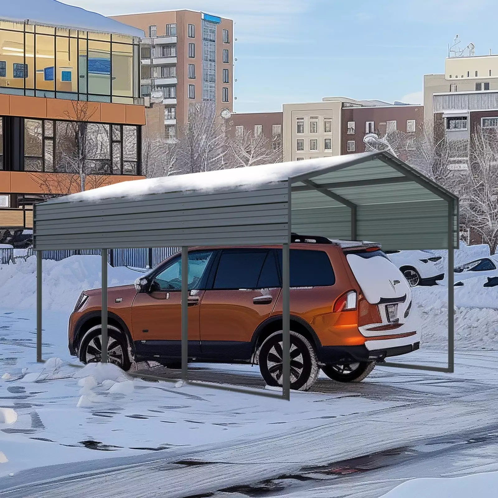 UBesGoo 10x15 Heavy Duty Outdoor Carport Canopy Galvanized Steel Roof Garage Shelter Cars Boats Trucks