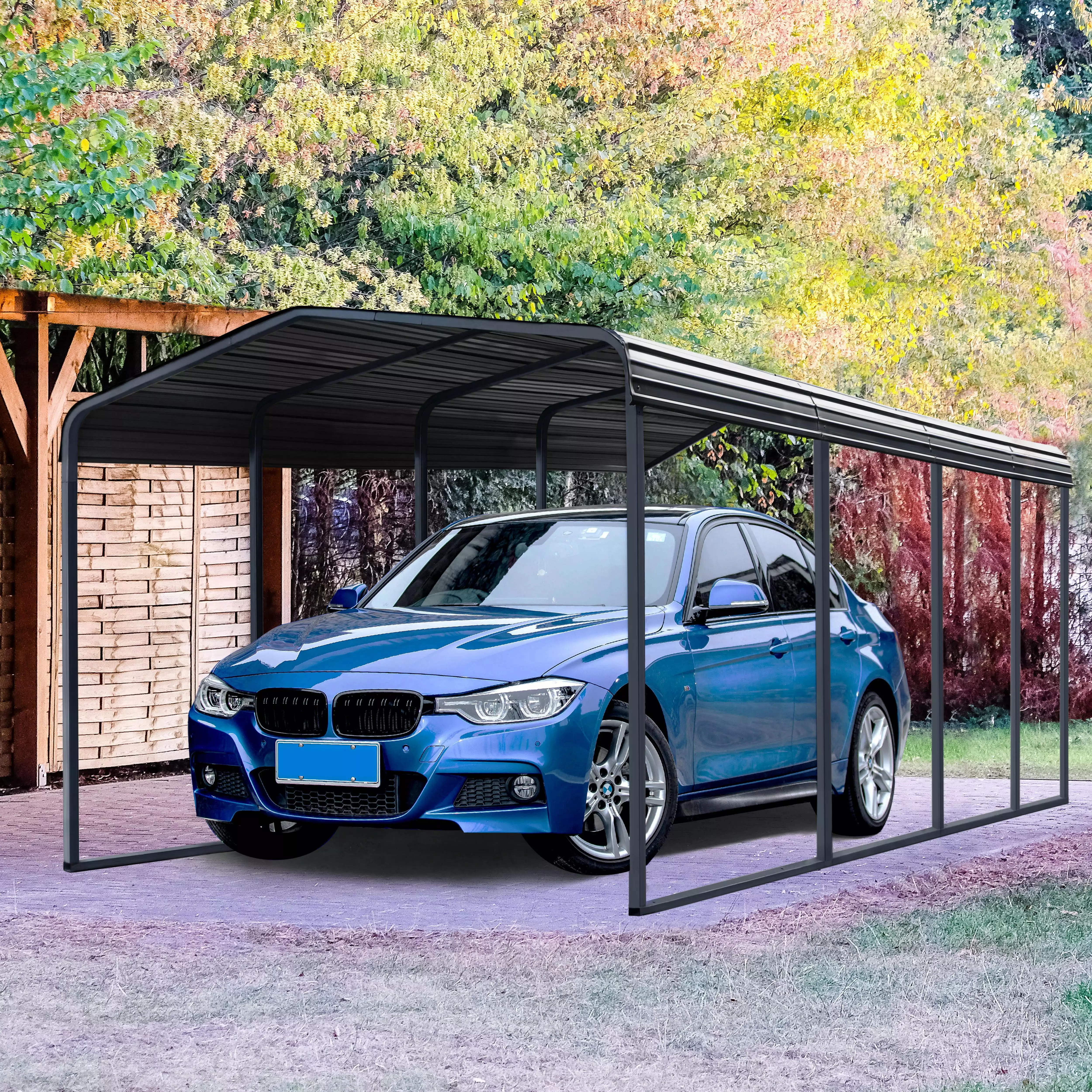 VEIKOUS 20x12 Heavy-Duty Metal Carport Weatherproof Roofing Rust-Resistant Frame Easy Installation