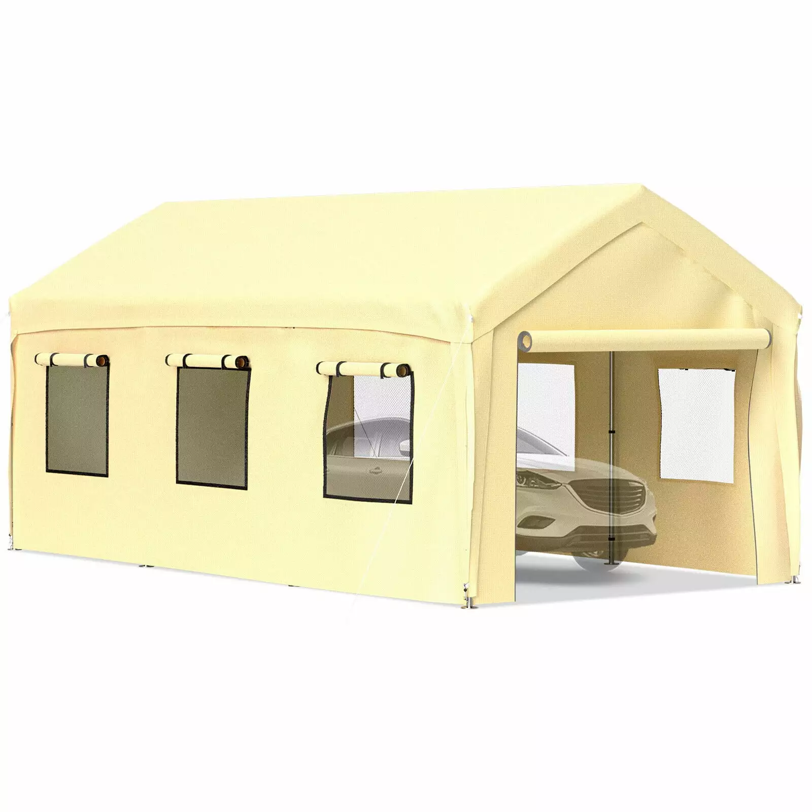 ZGBY Carport Canopy 8 Legs 10'X20' Car Shelter Sidewalls Steel Frame Heavy Duty Vehicle Protection ZGBY Home Products