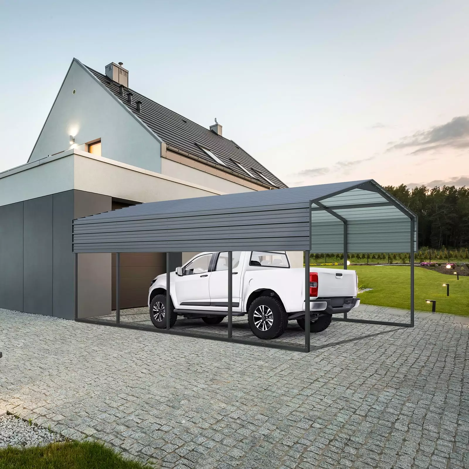 Zimtown 12x20 Heavy Duty Metal Carport Galvanized Steel Roof Cars SUVs Trucks Boats