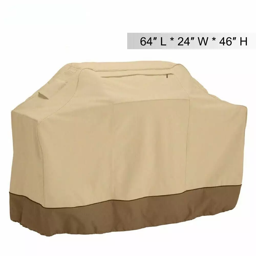 Waterproof Outdoor BBQ Gas Grill Cover 600D Heavy Duty - 64 Large Beige Boshen