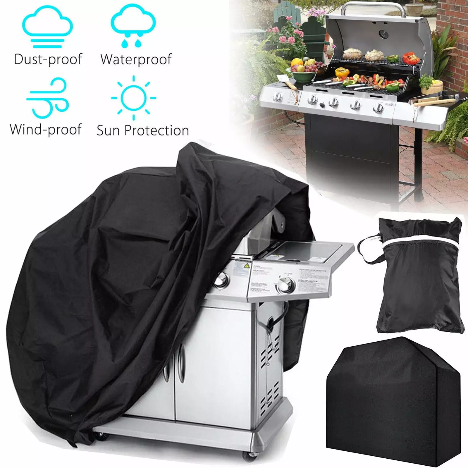 58 Heavy Duty Waterproof UV Fade Resistant Gas BBQ Grill Cover Protector unbrand