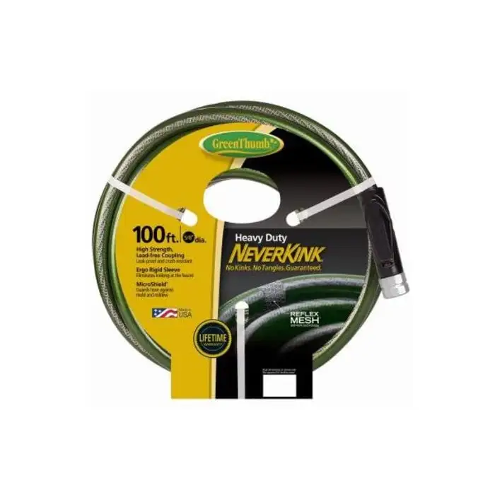 Green Thumb 773309 Neverkink Heavy Duty Garden Hose 5/8 ID x 100' Green