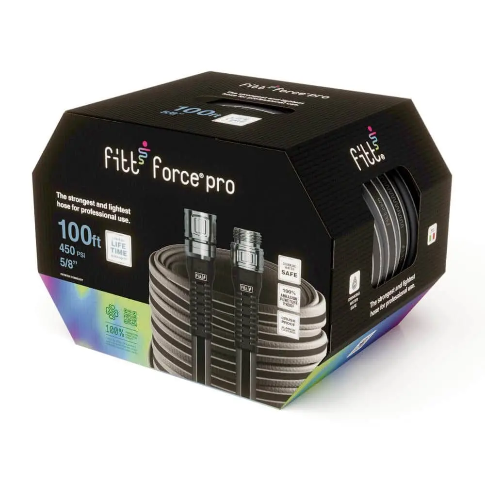 Fitt Force Pro Heavy-Duty Commercial Grade Water Hose 5/8 x 100 ft