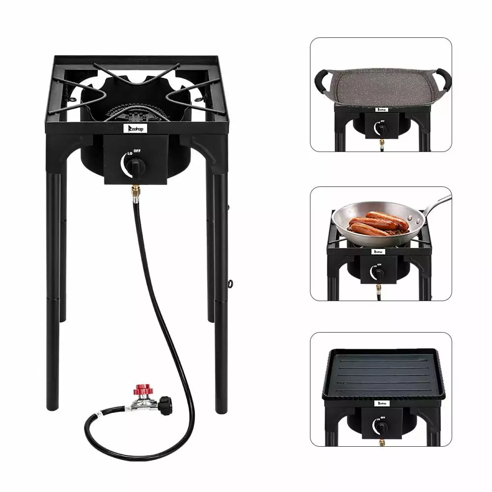 OverPatio 75000 BTU Outdoor Propane Burner 0-20 Psi Adjustable Regulator