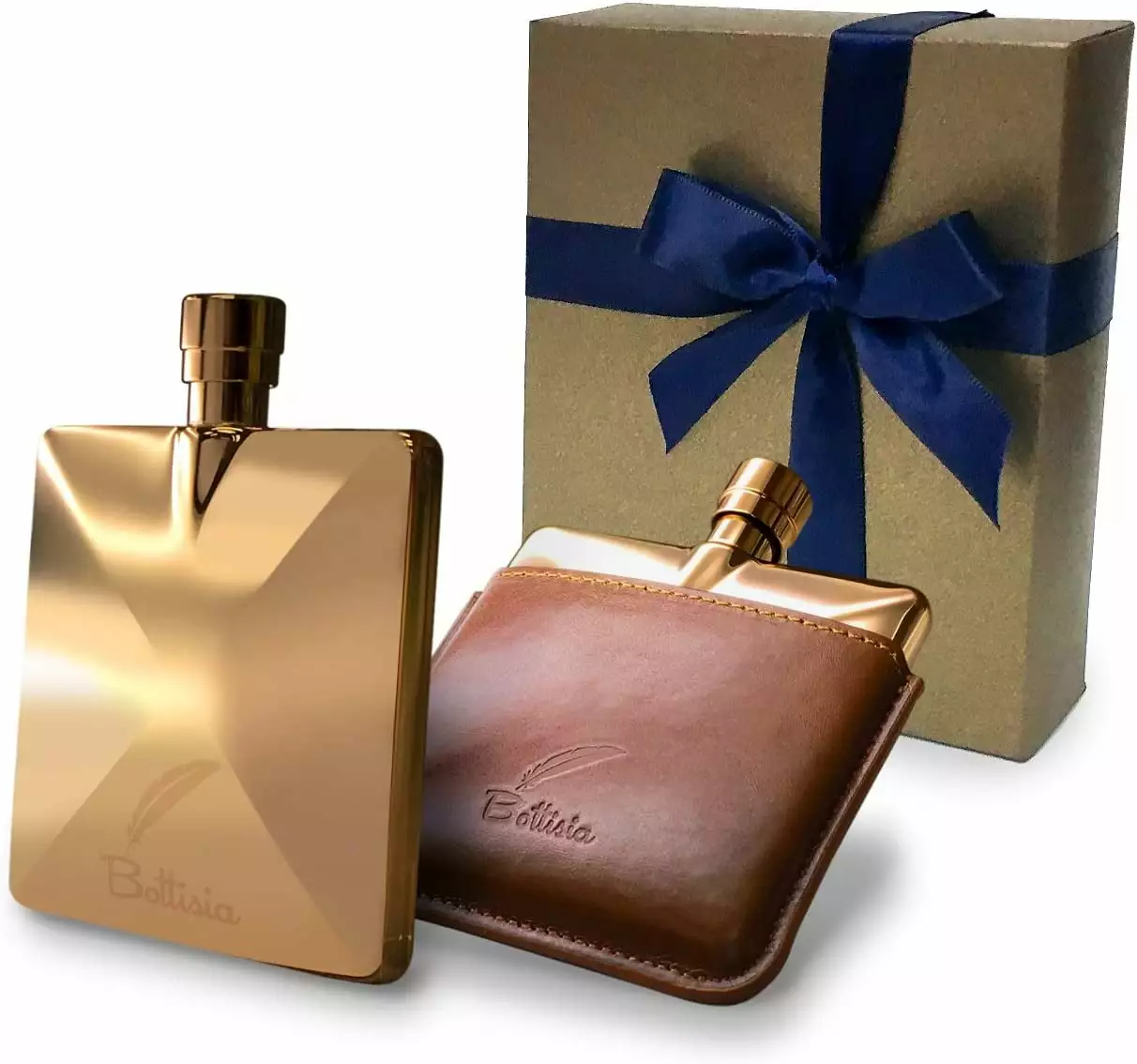 3Oz 18K Rose Gold Pocket Flask Luxury Whisky Gift Set Funnel Men Home D??cor