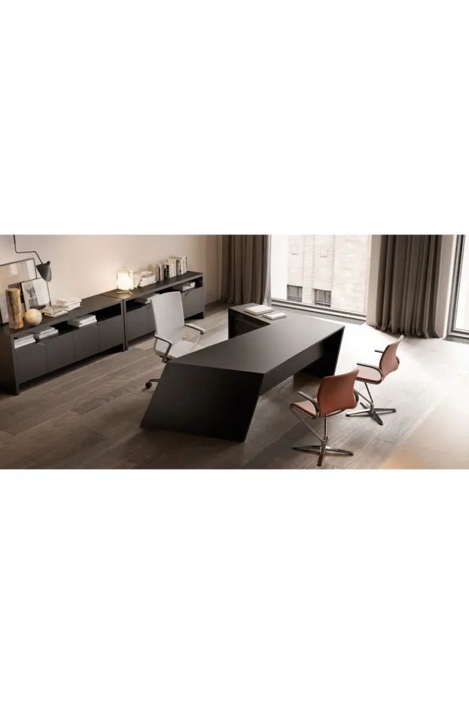 Ash Black Leather Top Desk Modern Home Office Furniture