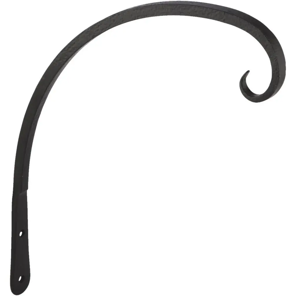 Panacea 8-Inch Black Powder-Coated Curved Wrought Iron Hanging Plant Bracket