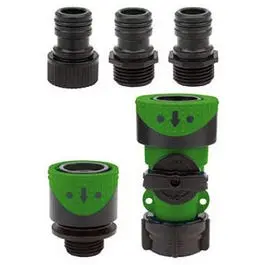 Full-Flow Quick-Connector Hose End and Faucet Set Easy Attachment Green Thumb