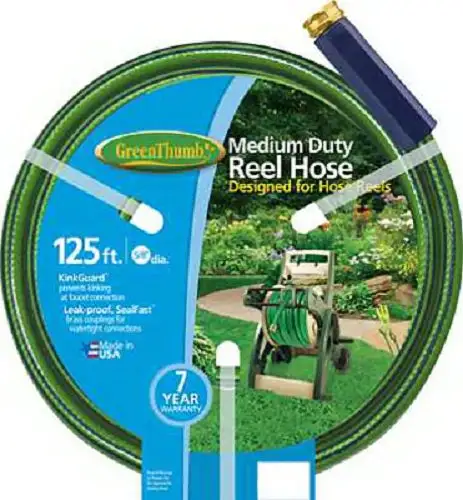 Green Thumb Medium Duty Reel Hose 5/8 x 125 Feet Easy Storage