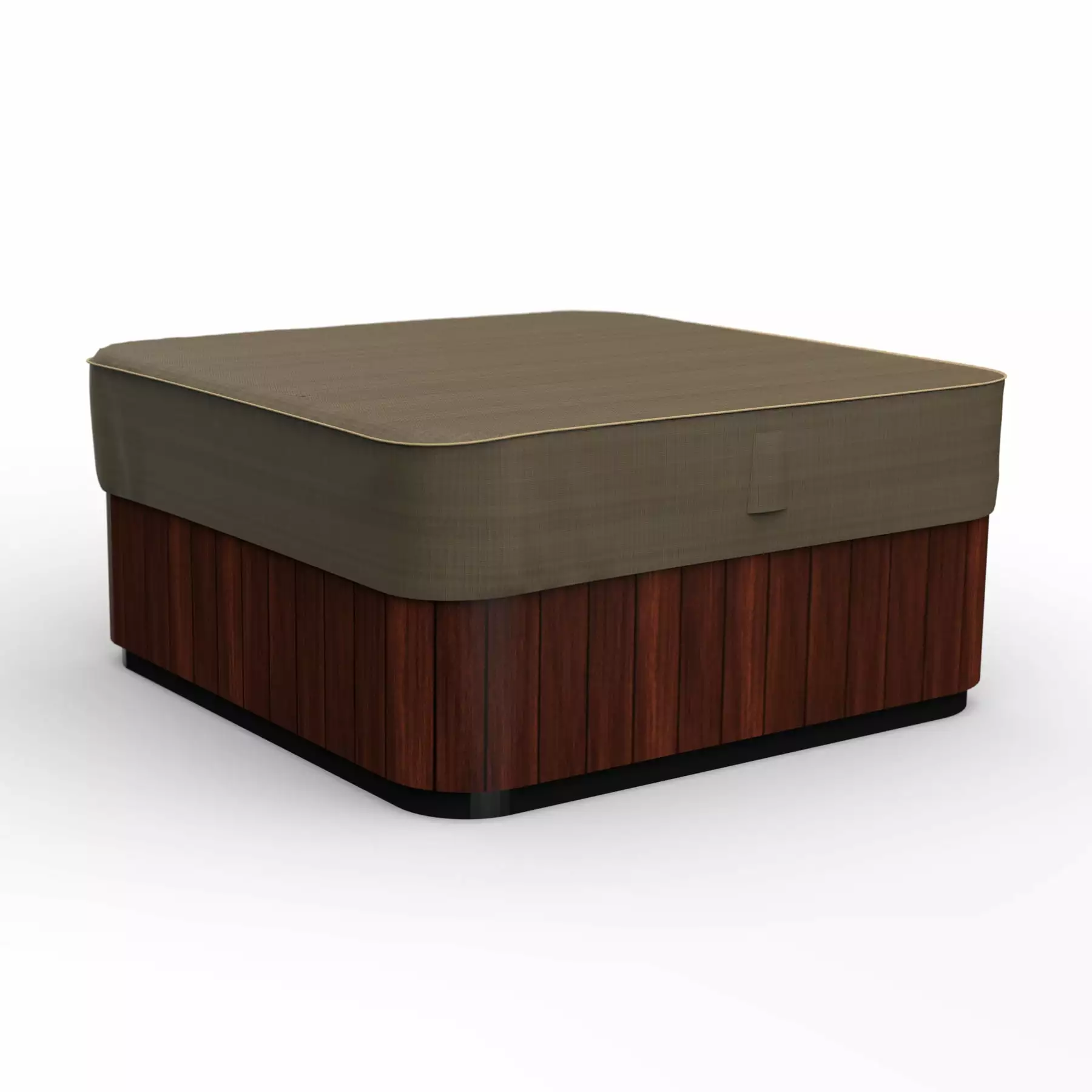 Budge Medium Black and Tan Patio Square Hot Tub Cover StormBlock Hillside Large