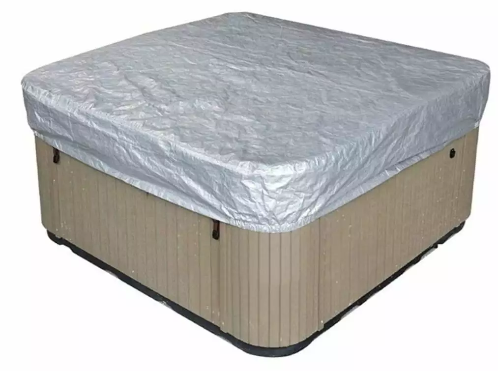 Gemdeck Outdoor Square Hot Tub Cover 210D Oxford Fabric Waterproof Anti-Sun Protection Sliver 85