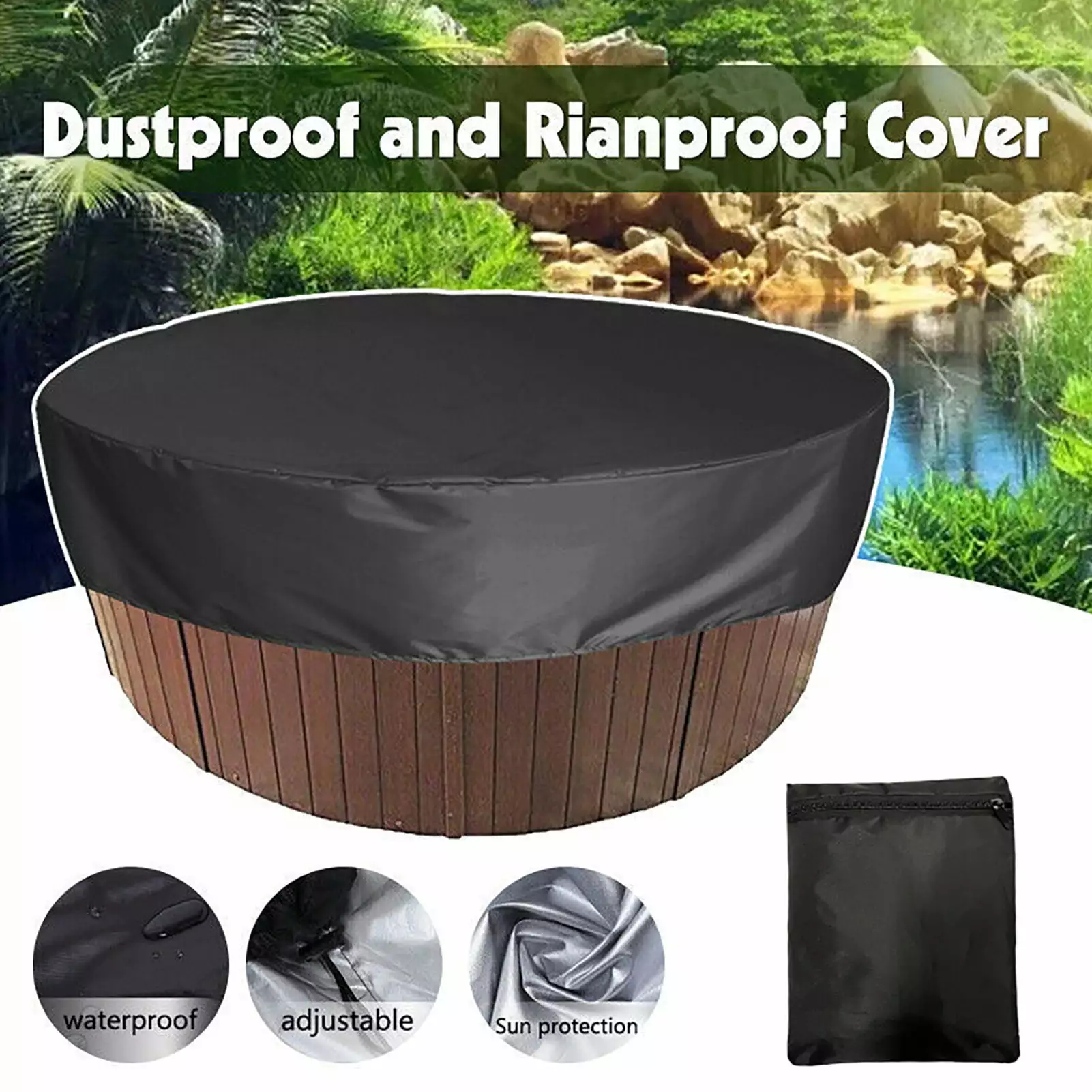 Heajfvd Outdoor Waterproof Hot Tub Cover UV-proof Sun Protection Ventilation Design Heavy Duty Protector S