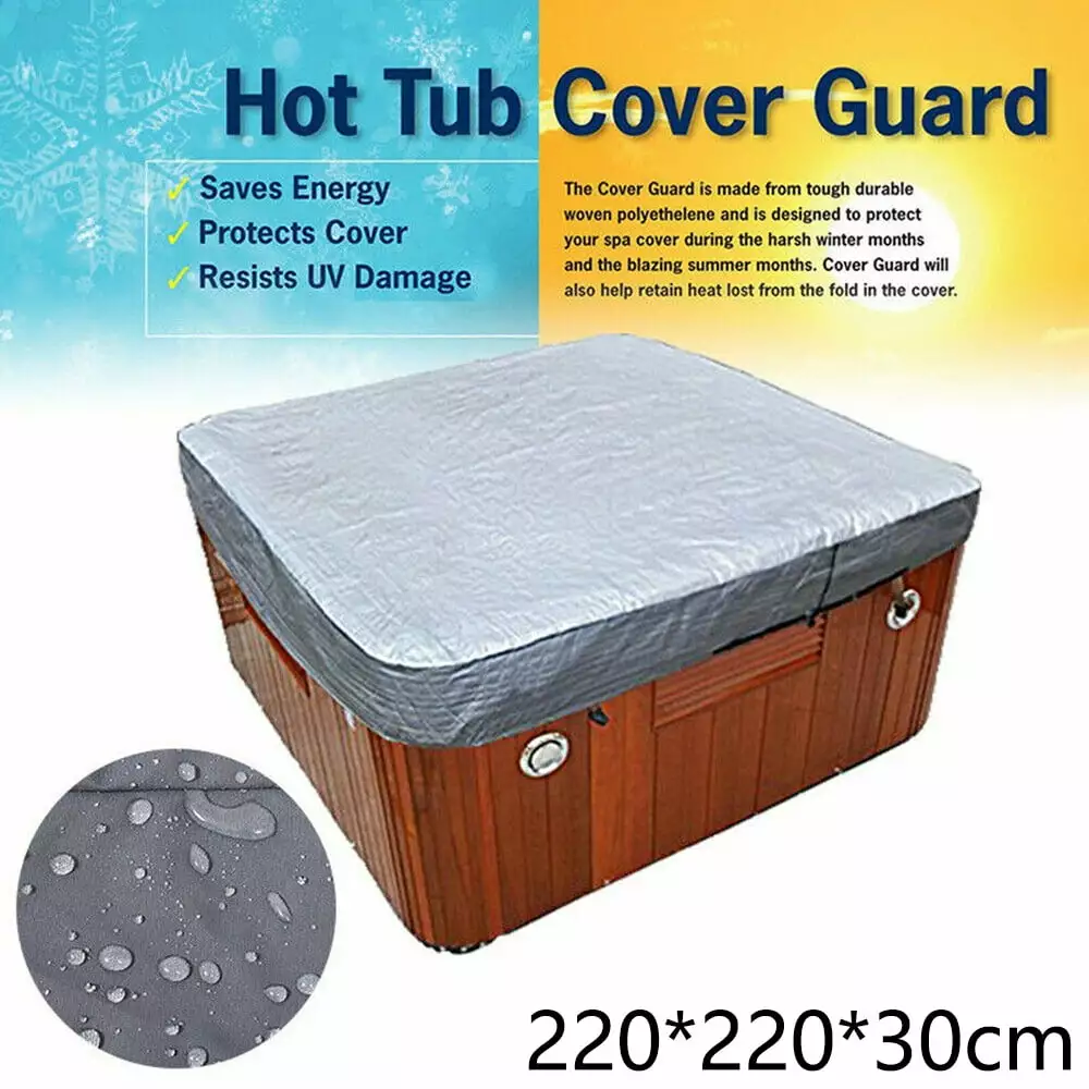 Patio Furniture Set Hot Tub Cover Cap Protect Anti-Corrosive Square Spa Cover Waterproof 220x220x30cm 22022030cm