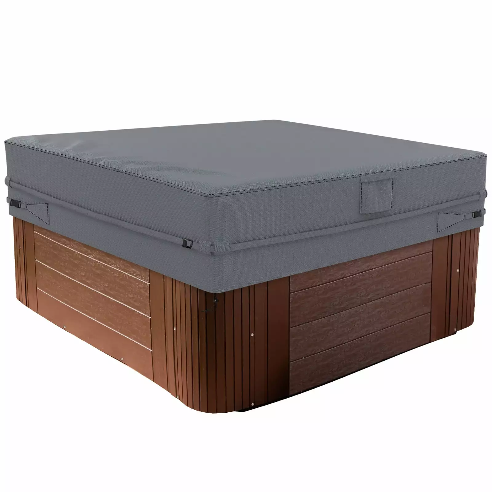 STARTWO Square Hot Tub Cover 500D Polyester Waterproof UV Protection Windproof 96x96x20 Grey 86l