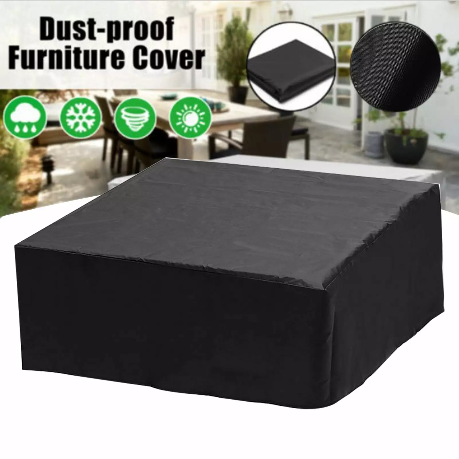 SUSUchens Outdoor Weatherproof Hot Tub Cover Waterproof Fabric Adjustable Drawstring UV-Resistant Black Size S Size