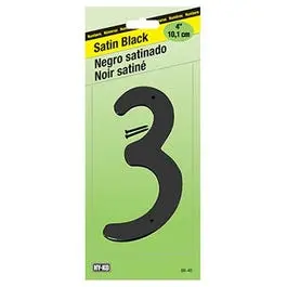 Satin Black Zinc Address Number 4 Inch House Number 3 Hy-Ko