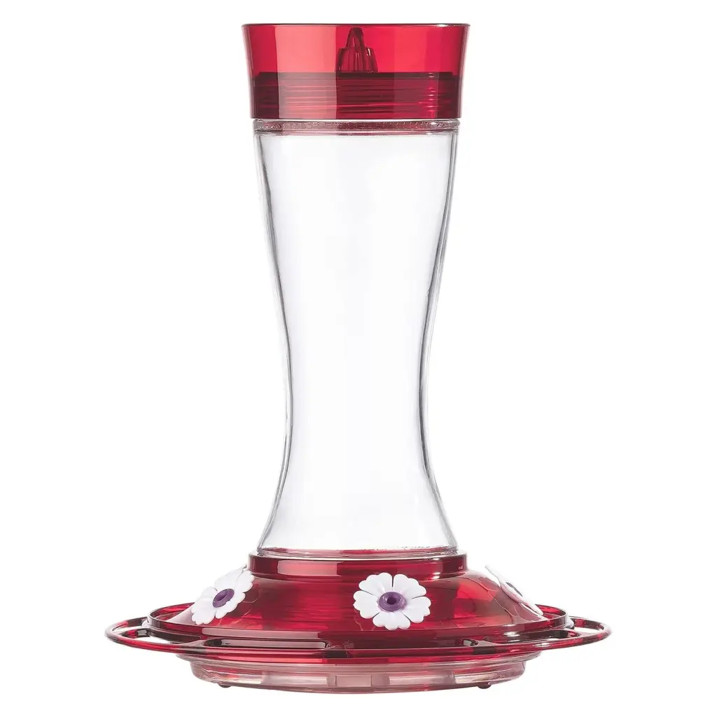 Garnet Glass Hummingbird Feeder Ant Moat 20 oz Red Nectar Bird Feeder Classic Brands