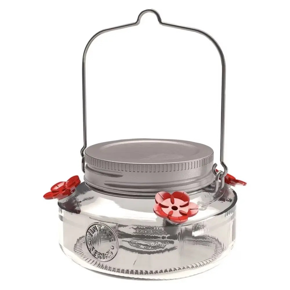 Vintage Mini Mason Jar Glass Hummingbird Feeder 12 oz Rustic Garden Decor Nature's Way