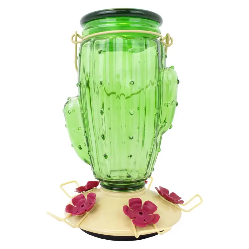 Perky Pet Hummingbird 32 oz Glass Metal Cactus Top Fill Bird Feeder 5 Ports Pack 2 Perky-Pet
