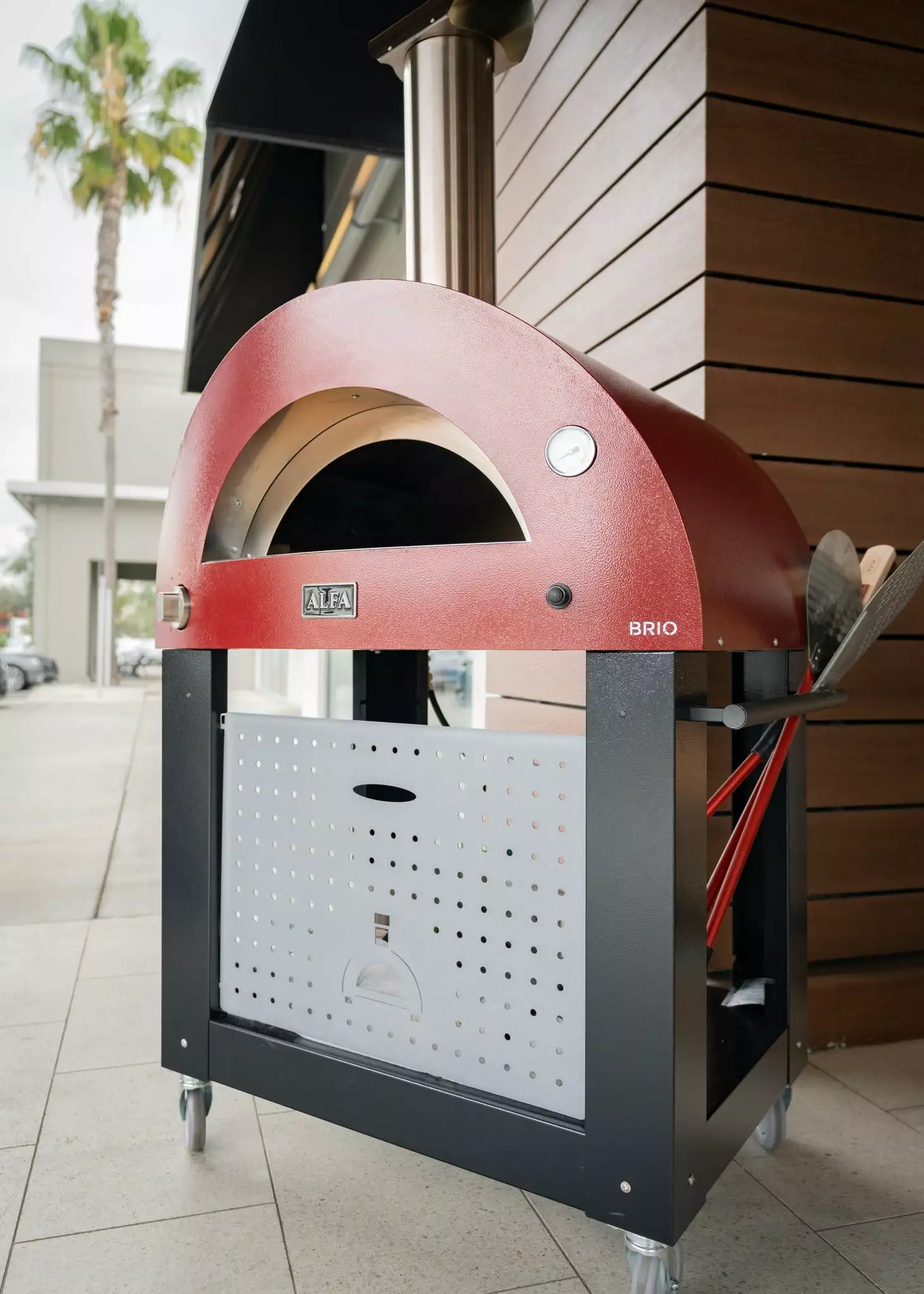 ALFA Forni Brio Hybrid Italian Pizza Oven Gas and Wood Outdoor Oven Antique Red Pizza Oven Hybrid LP/NG/Wood