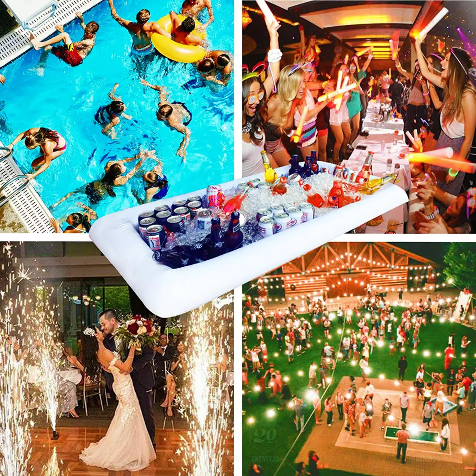 amousa Inflatable Serving Bar Fruit Ice Tray BBQ Picnic Pool Party Drink Containers