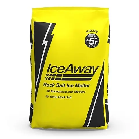 IceAway Rock Salt Ice Melter 50 lb Bag - Fast-Acting Snow & Ice Melt Driveways Ice Away