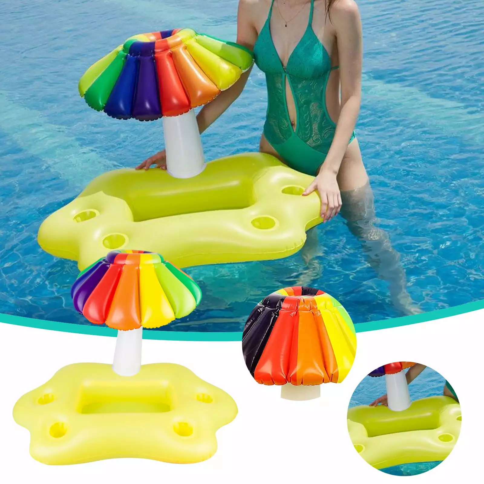 Inflatable Tree And Small Umbrella Ice Tray Four-hole Cup Water Floating Cup Ice Bar Coolers Pool Parties