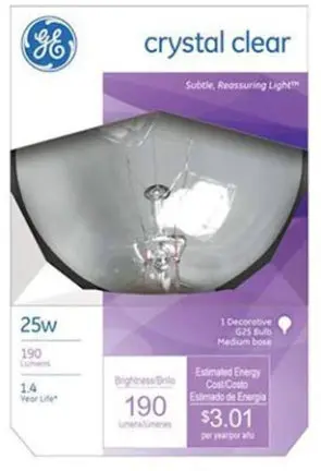 25W Medium Clear G25 Incandescent Light Bulb General Electric