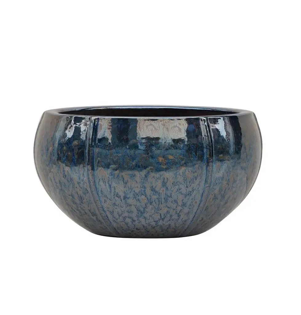 Deroma 32666JA Fiona Low Planter Ceramic Light Blue Indoor Plants