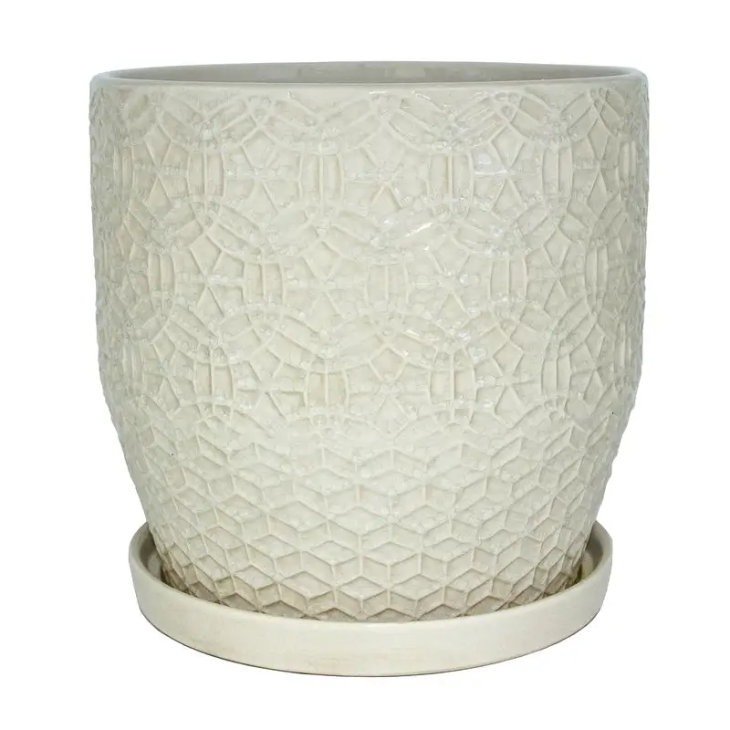 Trendspot Rivage 12 . H X 12 . W X 12 . D Ceramic Planter White Indoor Plants