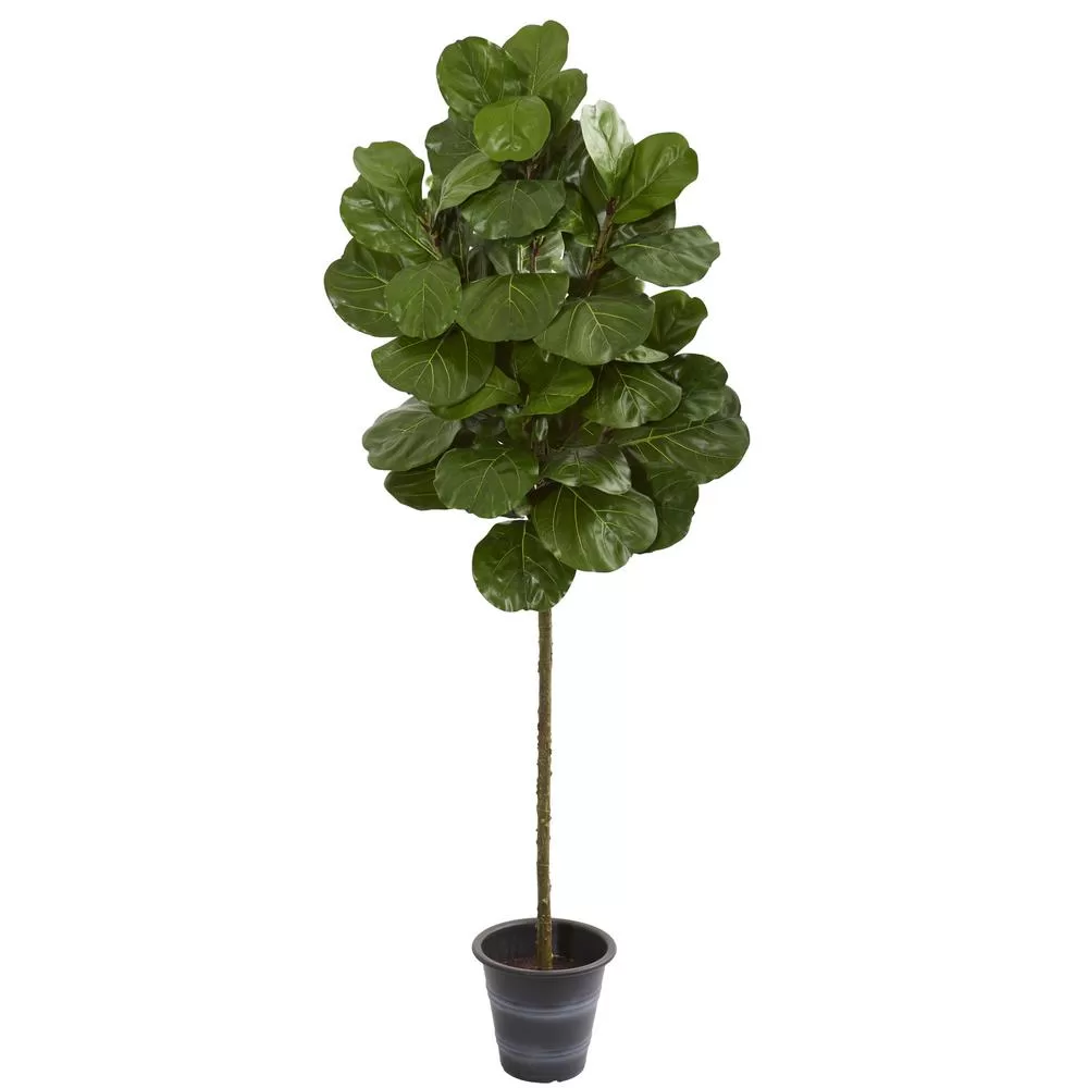 Nearly Natural 6.5-Ft Fiddle Leaf Artificial Tree Decorative Planter Indoor Decor