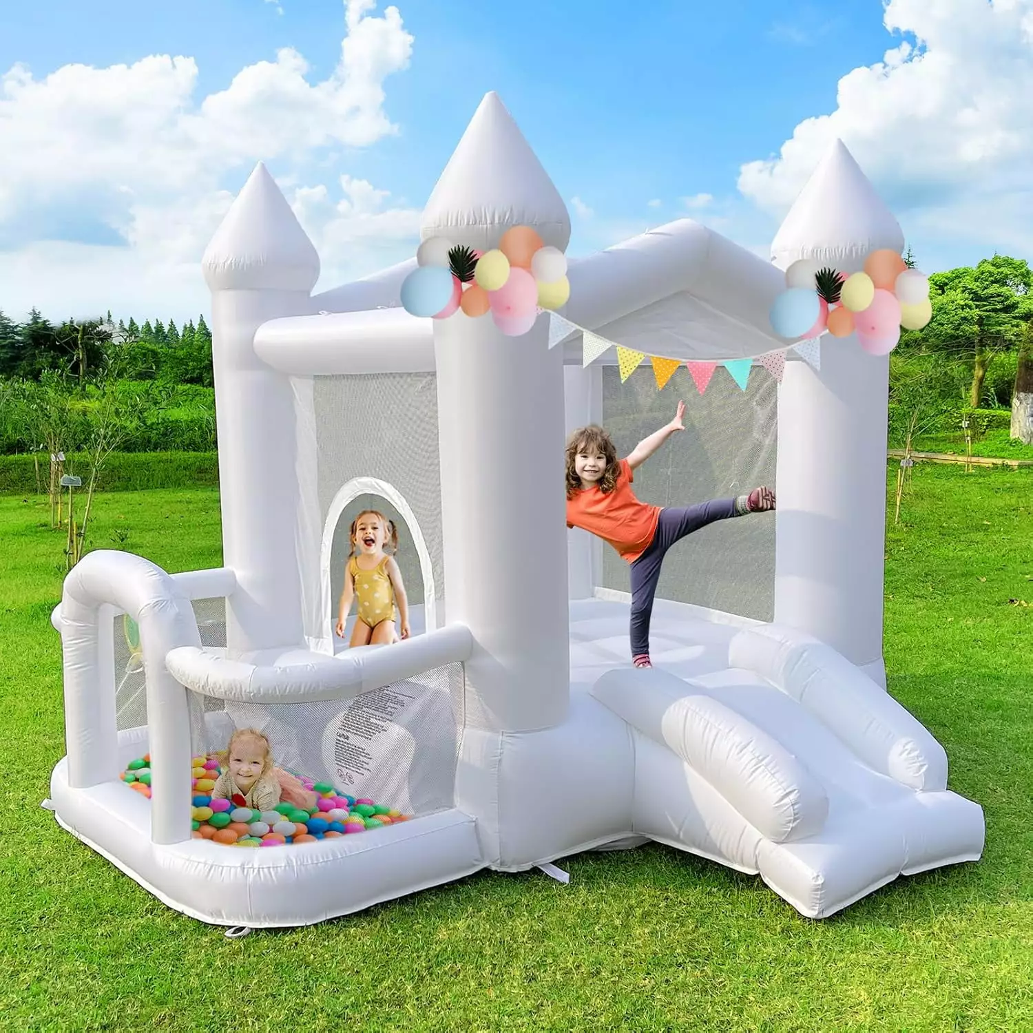 Linor 9FT Inflatable Bounce House Kids Slide 840D Oxford Cloth Castle Style Bouncy House Includes Blower