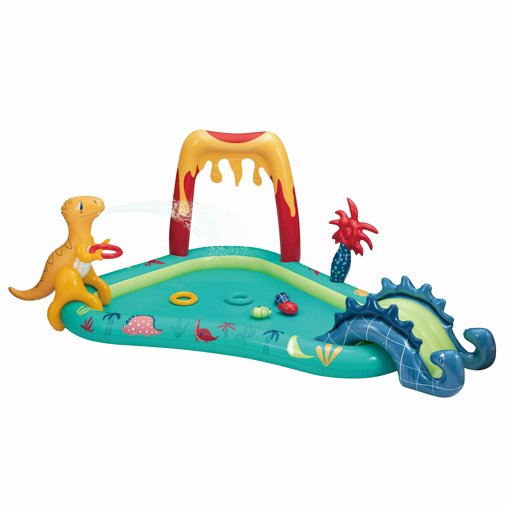 Bluescape Dino Inflatable Play Center Kiddie Pool Sprinkler Toys and Slide Kids Age 2 and Up