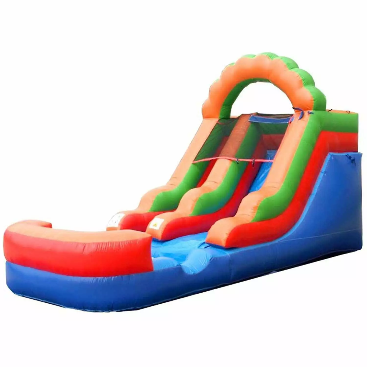 Pogo Bounce House Crossover Kids Inflatable Water Slide Rainbow 12 ft No Blower Required