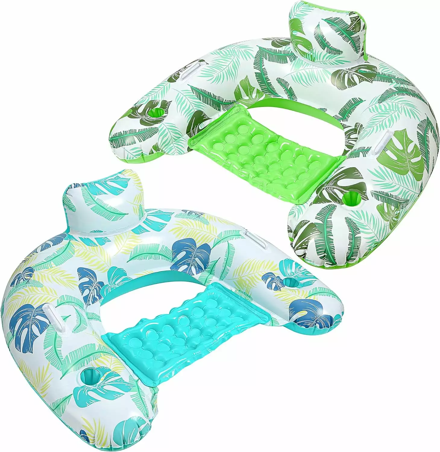 2-Pack Inflatable Pool Float Chair Cup Holder - Lounge Floats Swimming Pool Party
