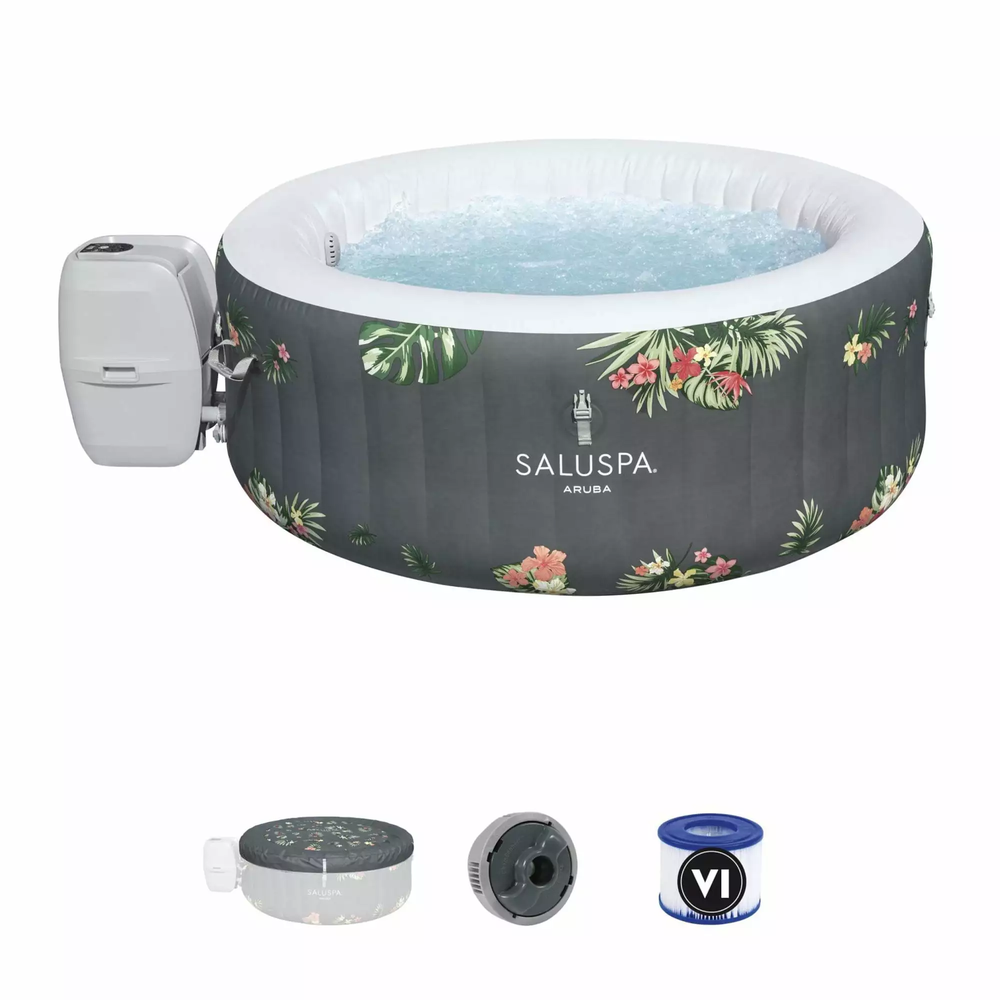 Bestway SaluSpa Aruba AirJet Inflatable Hot Tub EnergySense Cover Grey Energy