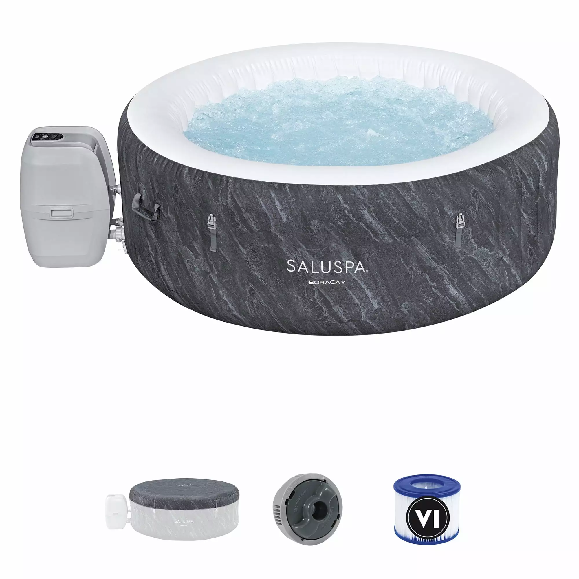 Bestway SaluSpa Boracay AirJet Inflatable Hot Tub 120 Jets Gray Standard