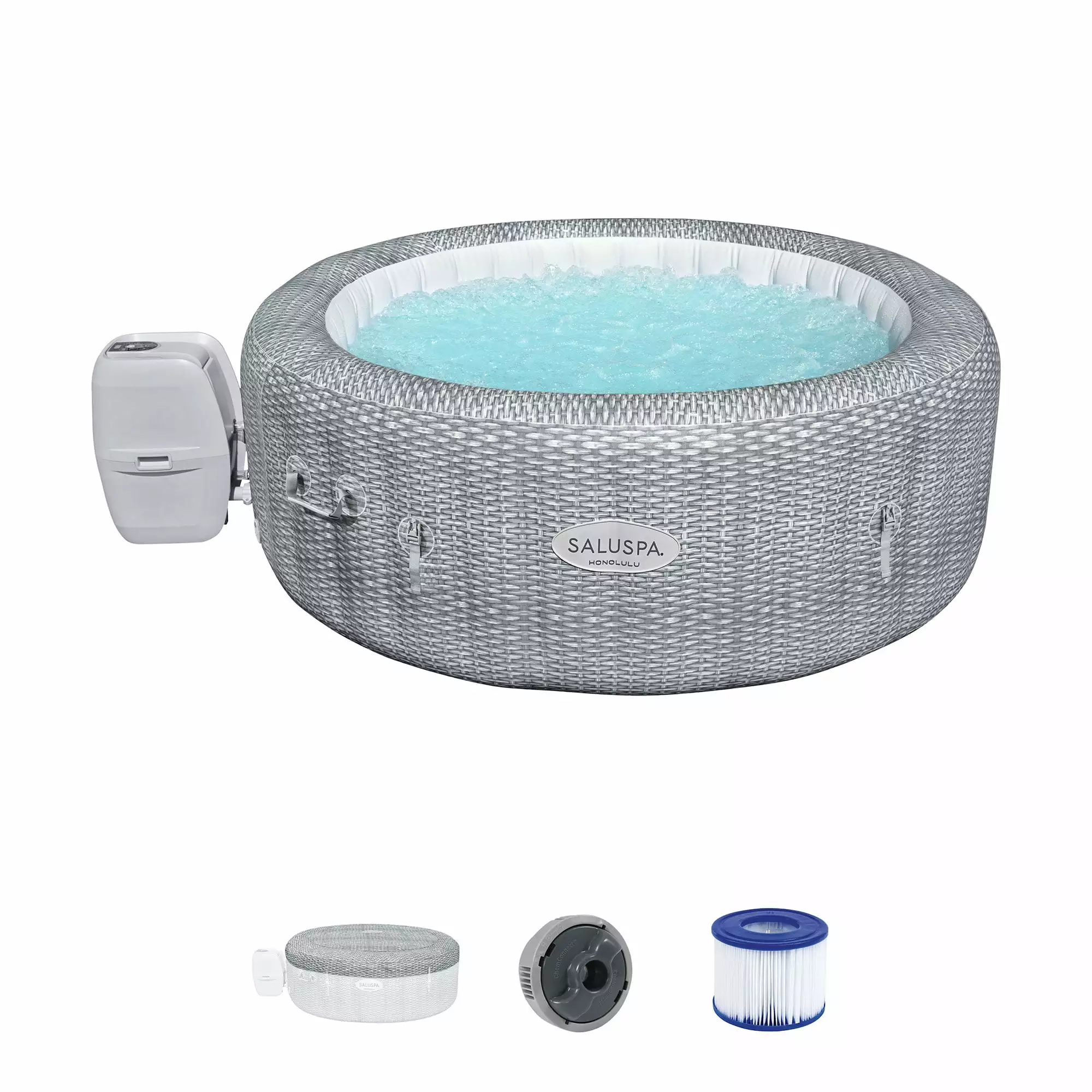 Bestway SaluSpa Honolulu AirJet Inflatable Hot Tub EnergySense Cover and 140 Jets 77