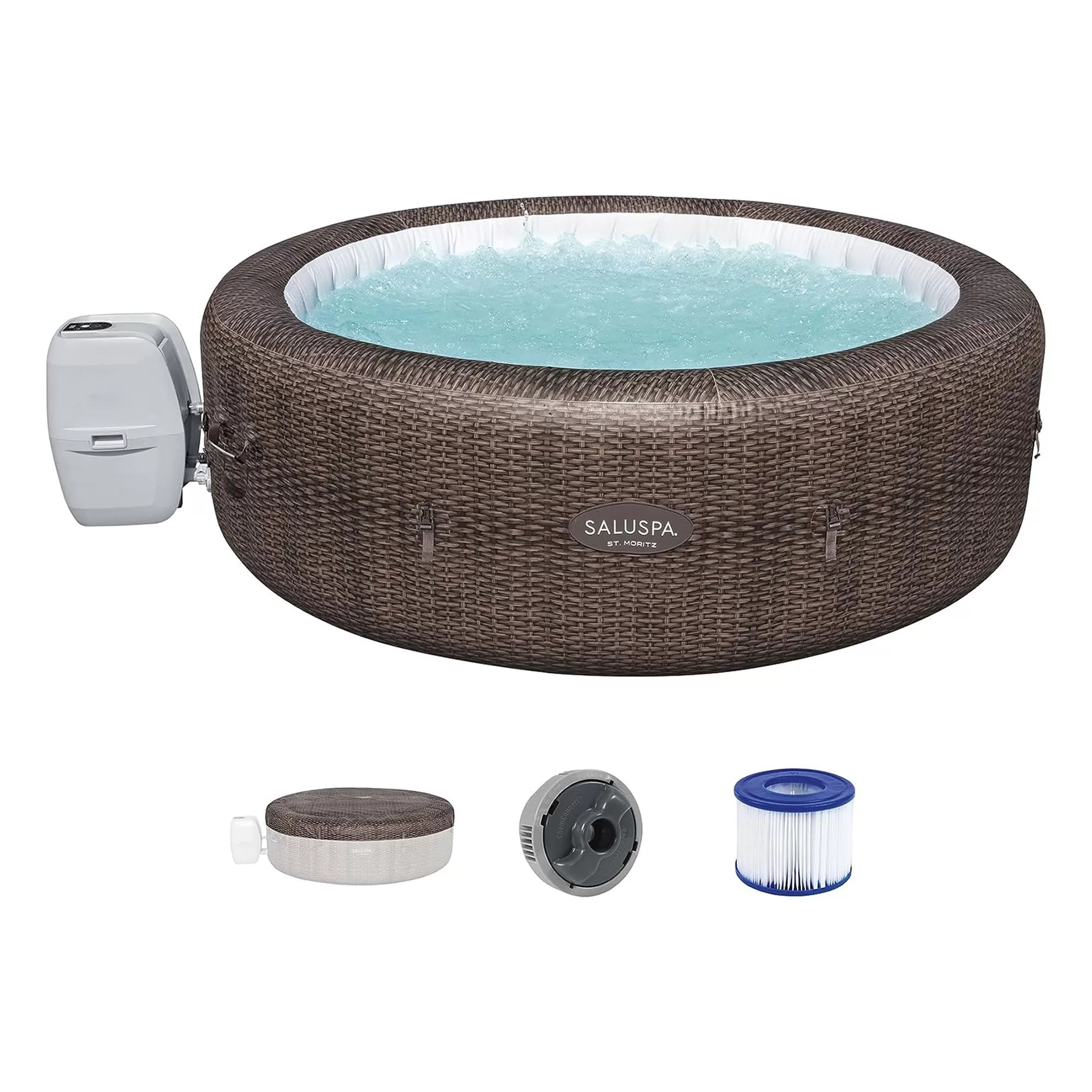Bestway SaluSpa St Moritz AirJet Inflatable Hot Tub 180 Soothing Jets Brown Outdoor Spa