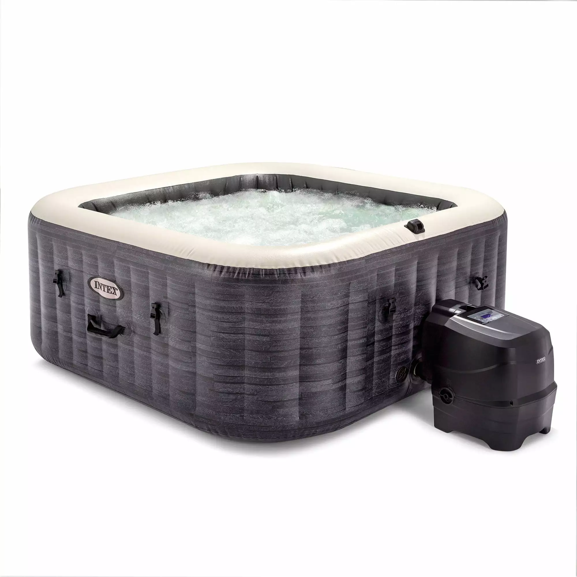 Intex PureSpa Plus Greystone Inflatable Square Hot Tub Spa 83 x 28 4