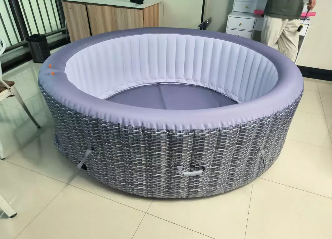 6 Person Inflatable Hot Tub Round Portable Outdoor Spa 180 AirJets and Cover