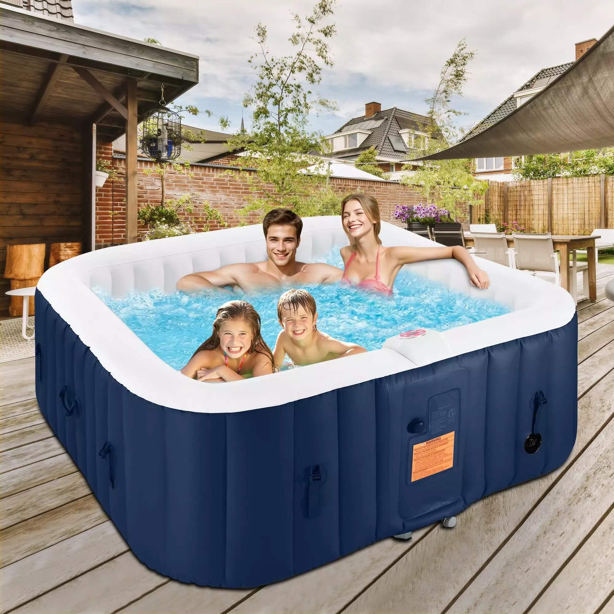 4-6 Person Outdoor Portable Inflatable Heated Hot Tub 130 Bubble Jets and Insulated Cover
