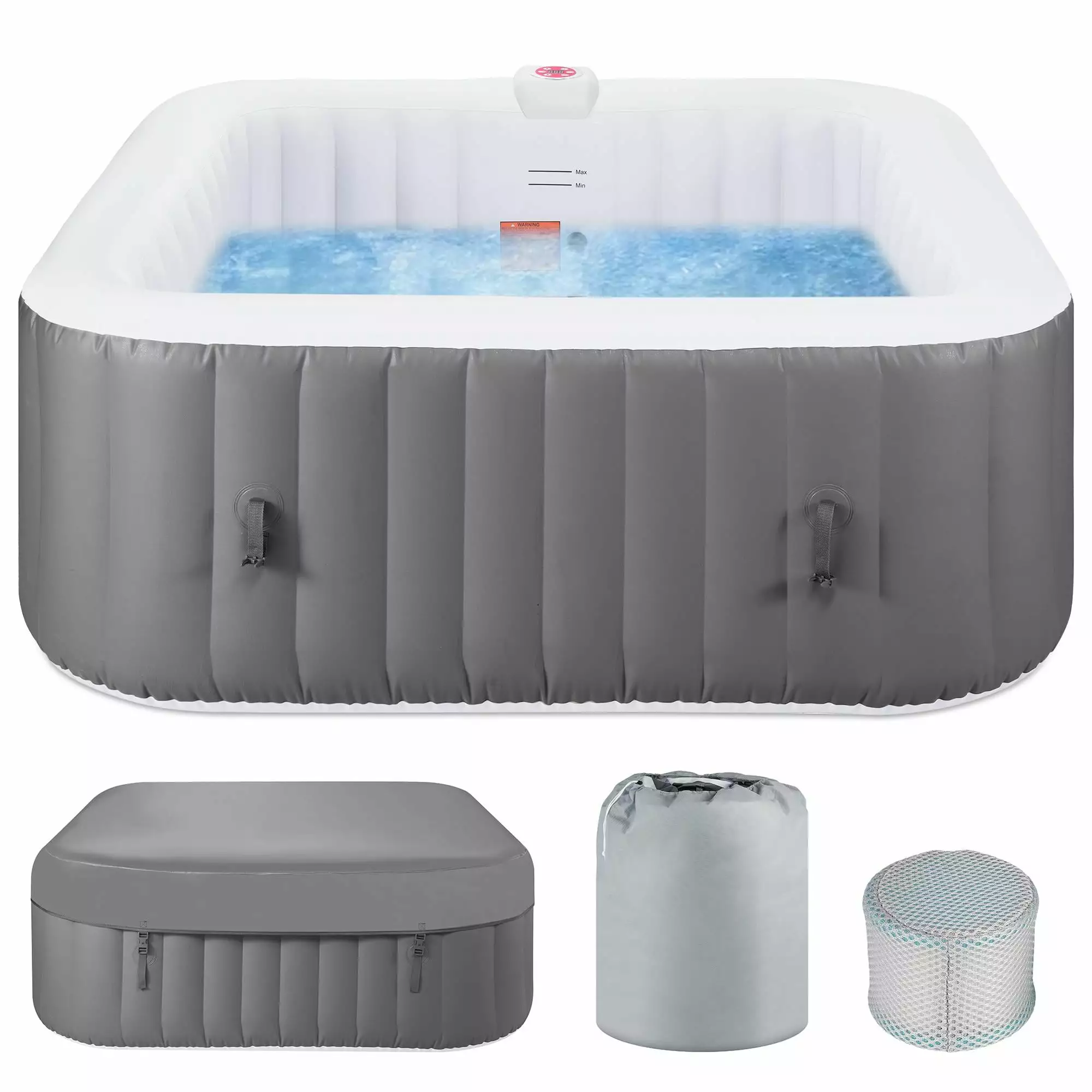 SEGMART 4-6 Person Inflatable Hot Tub Spa 130 Jets 73 Outdoor Spa Blow Up Hottub Insulated Cover