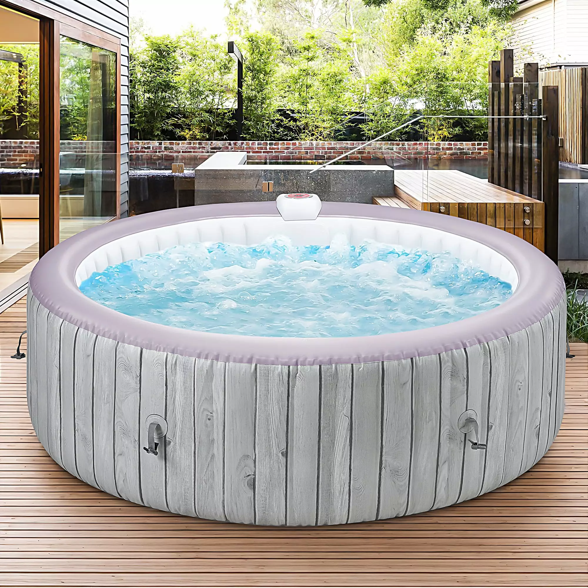 Shinpt 8Ft Round Inflatable Hot Tub Seats 219 Gallon Capacity Toddlers Teens Adults